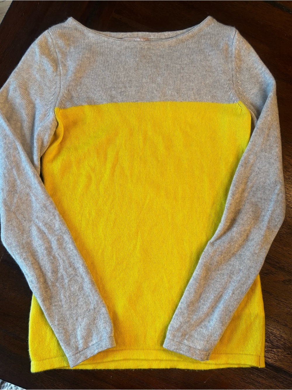 Banana Republic Gray and Yellow Colorblock Scoop Neck Sweater